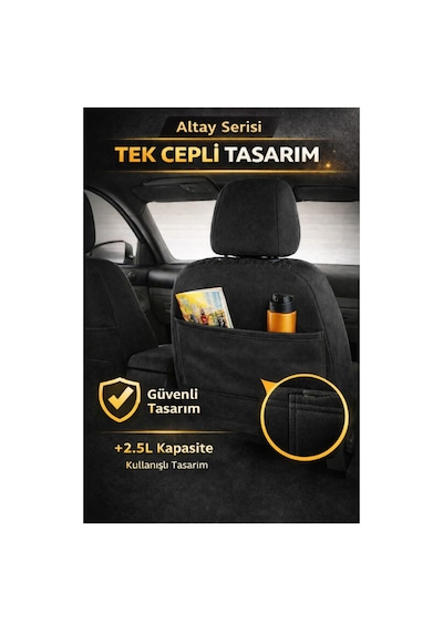 Mercedes E 2013 Ve Sonrası Uyumlu Altay Bel Destekli Tay Tüyü Taba Siyah Koltuk Kılıfı Taba Siyah