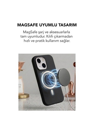 Apple İphone 13 Uyumlu Magsafe Lansman Silikon Kılıf Siyah
