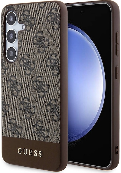 Galaxy S24 Plus Uyumlu Kılıf Guess Lisanslı Pu Deri Şerit Logo Dizaynlı Kapak Siyah