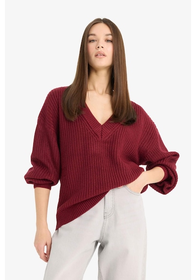 Defacto Oversize Geniş Kalıp V Yaka Triko Kazak Z7135az25wnbr455 Bordo Defacto Oversize Geniş Kalıp V Yaka Triko Kazak Z7135az25wnbr455 Bordo