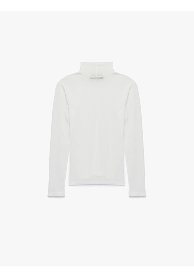 Koton Slim Fit Dik Yaka Uzun Kollu Tişört Ekru 7wak50002uk