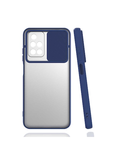 Noktaks - Xiaomi Uyumlu Xiaomi Redmi 10 - Kılıf Slayt Sürgülü Arkası Buzlu Lensi Kapak - Lacivert T19682 Lacivert