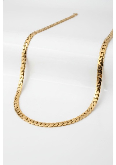 Gümüş Kaplama 316 L Paslanmaz Çelik Kz-103 Ezme Balıksırtı Gurmet Sık Örme İtalyan Model Zincir Kolye 6 Mm Gold Altın