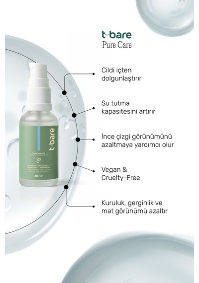 T-bare Hyaluronik Asit Serum 30ml – Yoğun Nem, Cilt Dolgunlaştırıcı Yüz Serumu