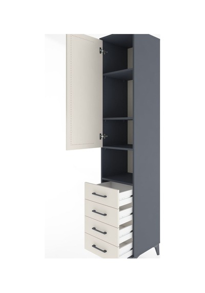 Hyperion Dolap 4 Raflı 4 Çekmeceli Tek Kapaklı 44x44x221 Antrasit-aytaşı Antrasit