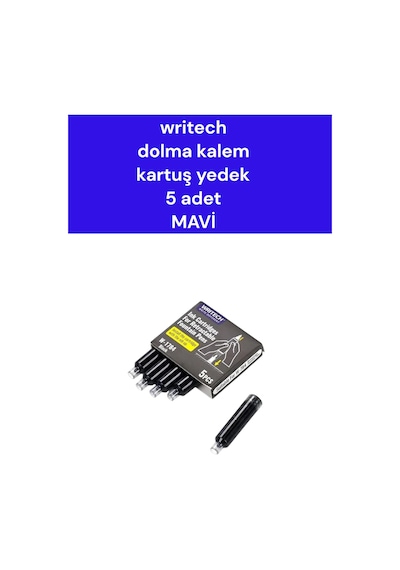 Writech Dolma Kalem Kartuş Yedek 5 Adet Mavi Çok Renkli