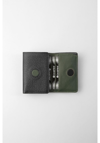 Cengiz Pakel Hakiki Deri Gizli Mıknatıs Detaylı Unisex Cüzdan - 13708 - Siyah/yeşil 13708-siyah-yeşil
