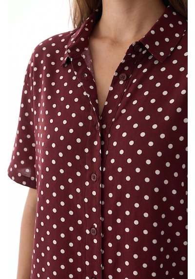 Penti Kahverengi Polka Dots Gömlek Pantolon Pijama Takımı Bn89
