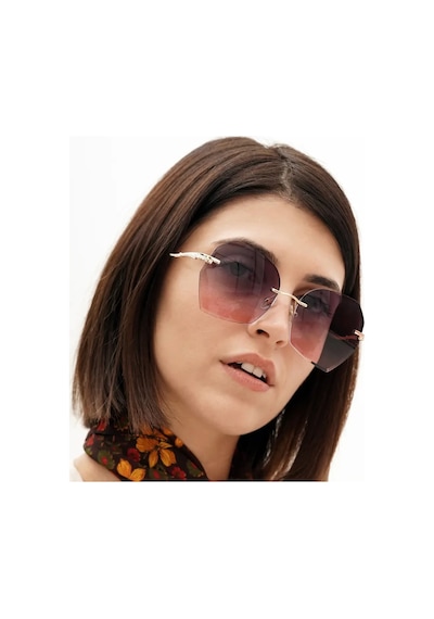 Nina Gri Pembe Kristal Kadın Güneş Gözlüğü Çerçevesiz