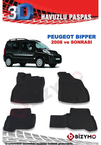 Peugeot Bipper 2008 Ve Sonrası 3D Paspas Takımı Bizymo
