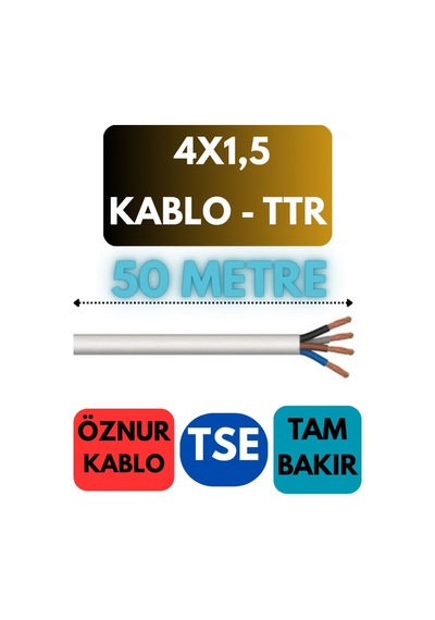 Öznur 4x1,5 Ttr Kablo Metre Seçenekli Beyaz - 50 Metre