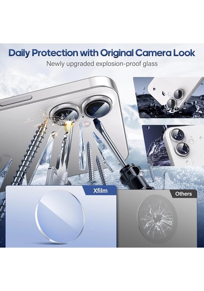 Apple Uyumlu iPhone 17 Kamera Koruyucu Gece Çekim Destekli Premium Safir Lens Koruma Parlak Temperli Cl-12