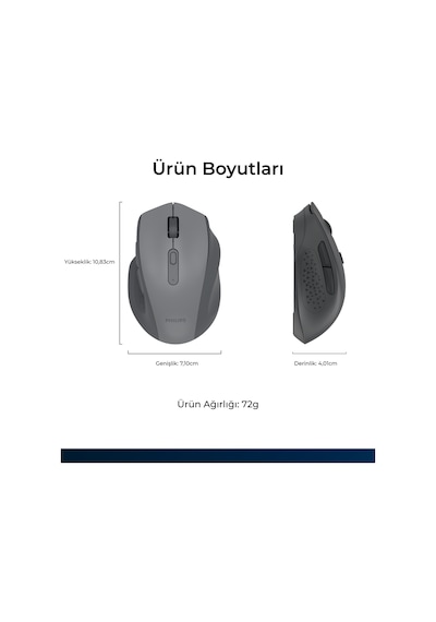 Philips SPK7547 Bluetooth Kablosuz Çift Modlu 4000DPI 7 Tuşlu Optik Mouse