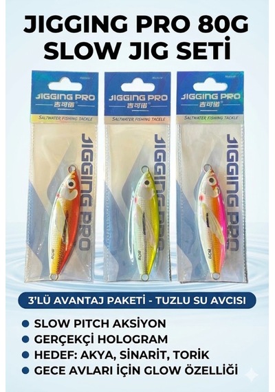 80g Slow Jig 3'lü Avantaj Seti Tuzlu Suyun Trofe Avcısı