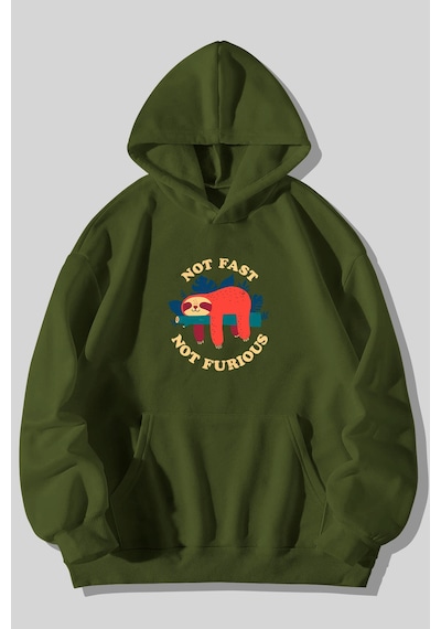Harmandar Not Fast Baskılı 3 İplik Unisex Siyah Kanguru Cepli Kapüşonlu Sweatshirt Hoodie Haki Harmandar Not Fast Baskılı 3 İplik Unisex Siyah Kanguru Cepli Kapüşonlu Sweatshirt Hoodie Haki