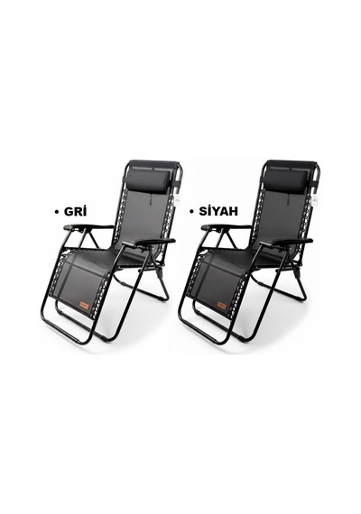 Madfox Easyrest Katlanır Şezlong Sandalye Gri Gri - Siyah