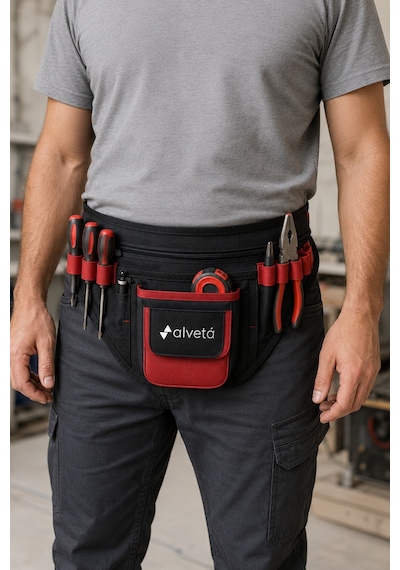 Alveta Profesyonel Universal Bel Tipi Takım Kemeri Elektrikçi Sucu Kalıpçı El Aletleri Çantası 86842 1 Adet