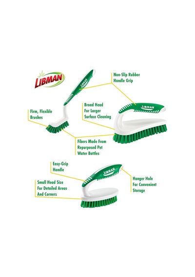 Libman Fırçalama Fırçası Seti - Harç, Fayans, Banyo, Mutfak İçin Üç Farklı Dayanıklı Fırça. Kullanımı Kolay, Zorlu Dağınıklıklar İçin Güçlü Lifler - Abd'de Üretilen Aile, Üniseks Parti 2406