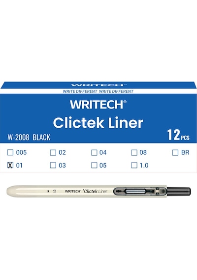Wrıtech W-2008 Basmalı Fınelıner 0,1mm Kalem - 12'li Kutu Ahşap