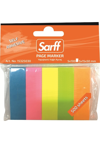 Sarff 5x15x50 MM Fosforlu Renkler Kağıt Ayraç 5 Renk 100yp