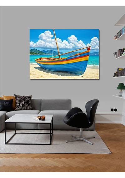 Kanvas Tablo Deniz Kıyısında Kayık 50cmx70cm