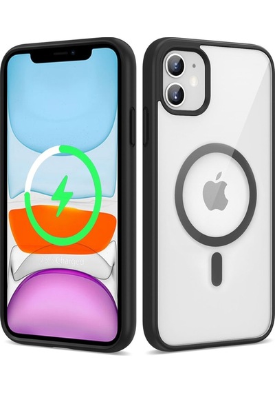 Apple Uyumlu iPhone 12 Kılıf M-safe Wireless Şarj Özellikli Silikon Zore Ege Kapak Siyah