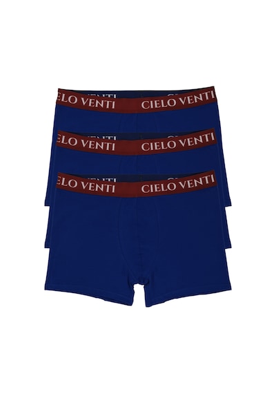 Cielo Venti Night Collection 3'lü Organik Pamuk Erkek Boxer Mavi