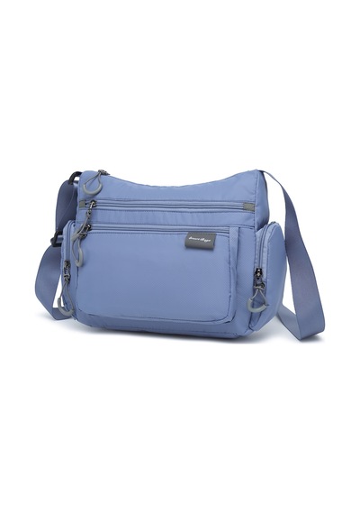 Smart Bags Mavi Orta Boy Çok Cepli Su Geçirmez Ultra Hafif Kumaş Kadın Çapraz Çanta