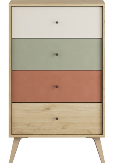 Adore Mobilya Terra  4 Çekmeceli Şifonyer-Florida Meşe/Karışık Renk 60 x 99 x 44 CM Meşe