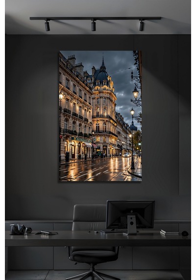 Modern Paris Esintili Tarihi Bina Şehir Işıkları Dekoratif Cam Tablo Şehir Temalı Dekoratif Duvar Tablosu, Salon Ve Ofis Dekoru,