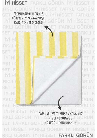 Çizgili Yazlık Şık Plaj Havlusu-modern Akdeniz Sarı Beyaz Havuz Deniz Hızlı Kuruyan Mikrofiber Havlu Köpük Köpüğü