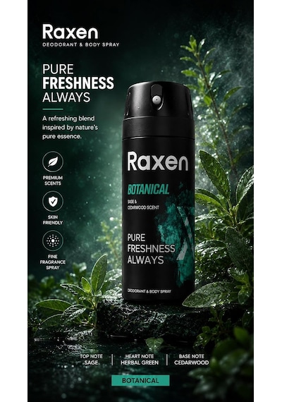 Erkek Deodorant Spreyi - Botanical Serisi - 150ml - Etkili Ter Kokusu Önleyici - Alüminyumsuz Ve Leke Bırakmayan Formül - Gün Boyu Ferahlık Veren Erkek Vücut Spreyi 95343994