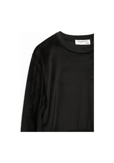 Angel&co. Girls Clothing Kadife Kız Çocuk Midi Elbise Siyah Siyah