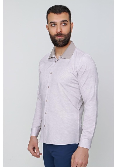 Efor G 1491 Slim Fit Bej Spor Gömlek Bej