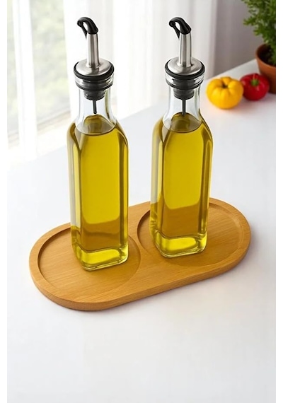 2 Bölmeli Oval Doğal Bambu Sunum Tabağı - 23x12 Cm Yuvarlak Hatlı Çerezlik, Sosluk Ve Kahvaltılık Açık Gri