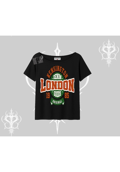Tarzsokak Kayık Yaka Tshirt London Denim 1985 Siyah