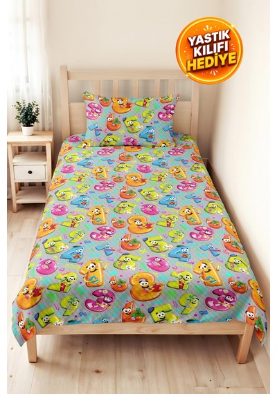 Evimde Bambaşka Renkli Rakam Temalı Çocuk Tek Kişilik Pike Takımı - Gri Turkuaz Bohem 160x220 CM Yazlık Yatak Örtüsü Evimde Bambaşka Renkli Rakam Temalı Çocuk Tek Kişilik Pike Takımı - Gri Turkuaz Bohem 160x220 CM Yazlık Yatak Örtüsü