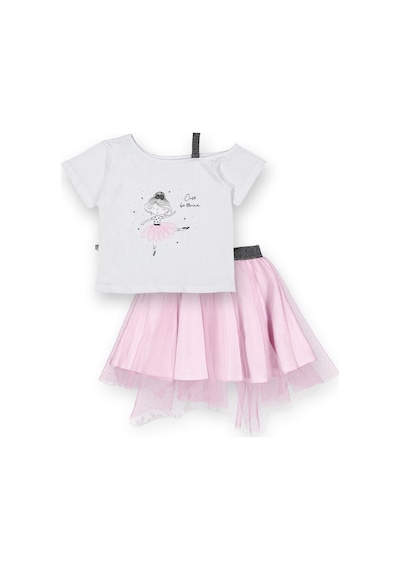 Novy Baby Tüllü Etek Düşük Omuzlu Tshirt Kız Çocuk 2'li Takım - 2-9 Yaş