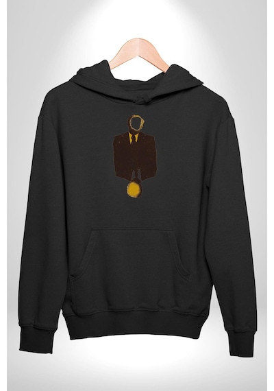 Görünmez İnsan Takım Elbise Kadın Erkek Siyah Kapüşonlu Sweatshirt Hoodie Siyah