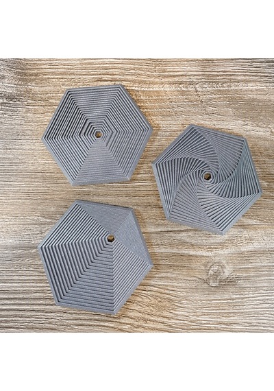3d Baskı Super Fidget Coaster Seti - Altıgen Desenli Bardak Altlığı Ve Tutucu-gri Diğer