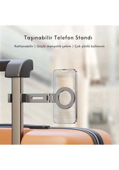 Etashop Manyetik Taşınabilir Telefon Tutacağı Katlanabilir 360 Seyahat Standı Magsafe Uyumlu GÜMÜŞ