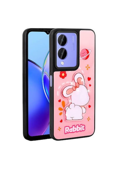 Zore Vivo Y17s Kılıf Parlayan Kabartmalı İkonik Figürlü Ogaa Amas Silikon Kapak - Pembe