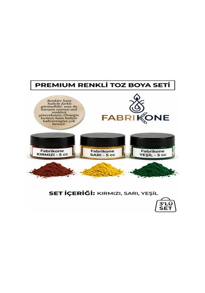 3'lü Set Premium Parafin Soya Wax Toz Mum Boyası Hobi Seti - 5 Cc Kırmızı, Sarı, Yeşil Bkfab3ksry5g Karışık