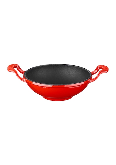 Lava Döküm Wok Tava Metal Kulplu Çap()16CM. Kırmızı