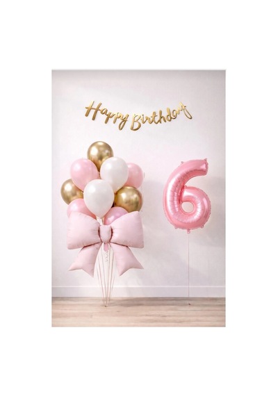 Pembe Fiyonk 6 Yaş Doğum Günü Balon Seti