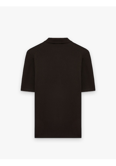 Koton Regular Fit Viskon Polo Yaka Kısa Kollu Triko Tişört Kahverengi 6sam70038ht Kahve