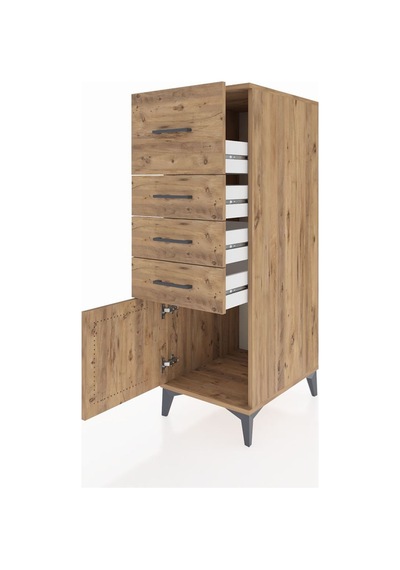 Kronos Dolap 4 Çekmeceli Tek Kapaklı 44x59x134 Çam-çam Çam