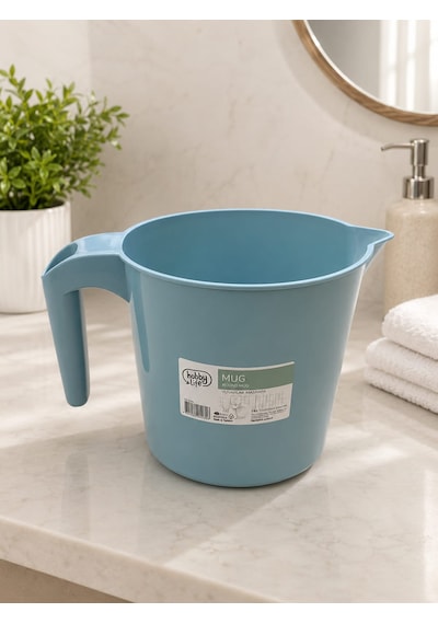 Yuvarlak Şeffaf Maşrapa 1,5 L Mavi