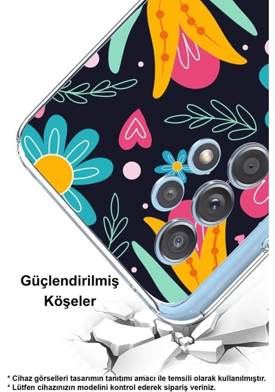 Samsung Galaxy Uyumlu A25 İle Retro Color 1 Kamera Korumalı Şeffaf Kılıf