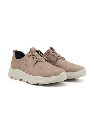 Diğer Erkek Vizon Nubuk Bağcıklı Hakiki Deri Comfort Sneaker Ddma73542629 Vizon